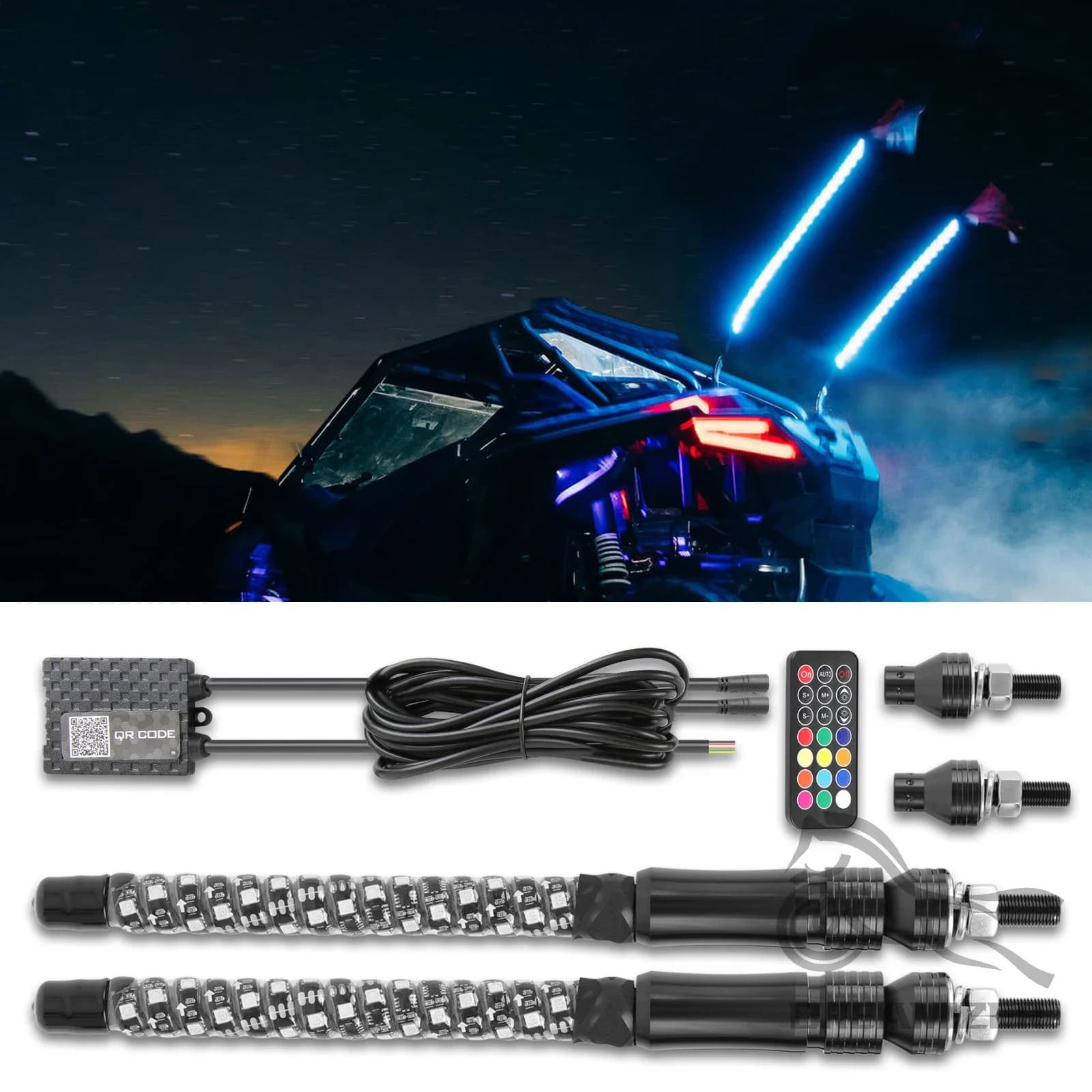 2PCS 1FT LED Frusta Luci Telecomando Mastro Antenna Fruste Per UTV ATV Fuoristrada Camion Sabbia Buggy Dune RZR