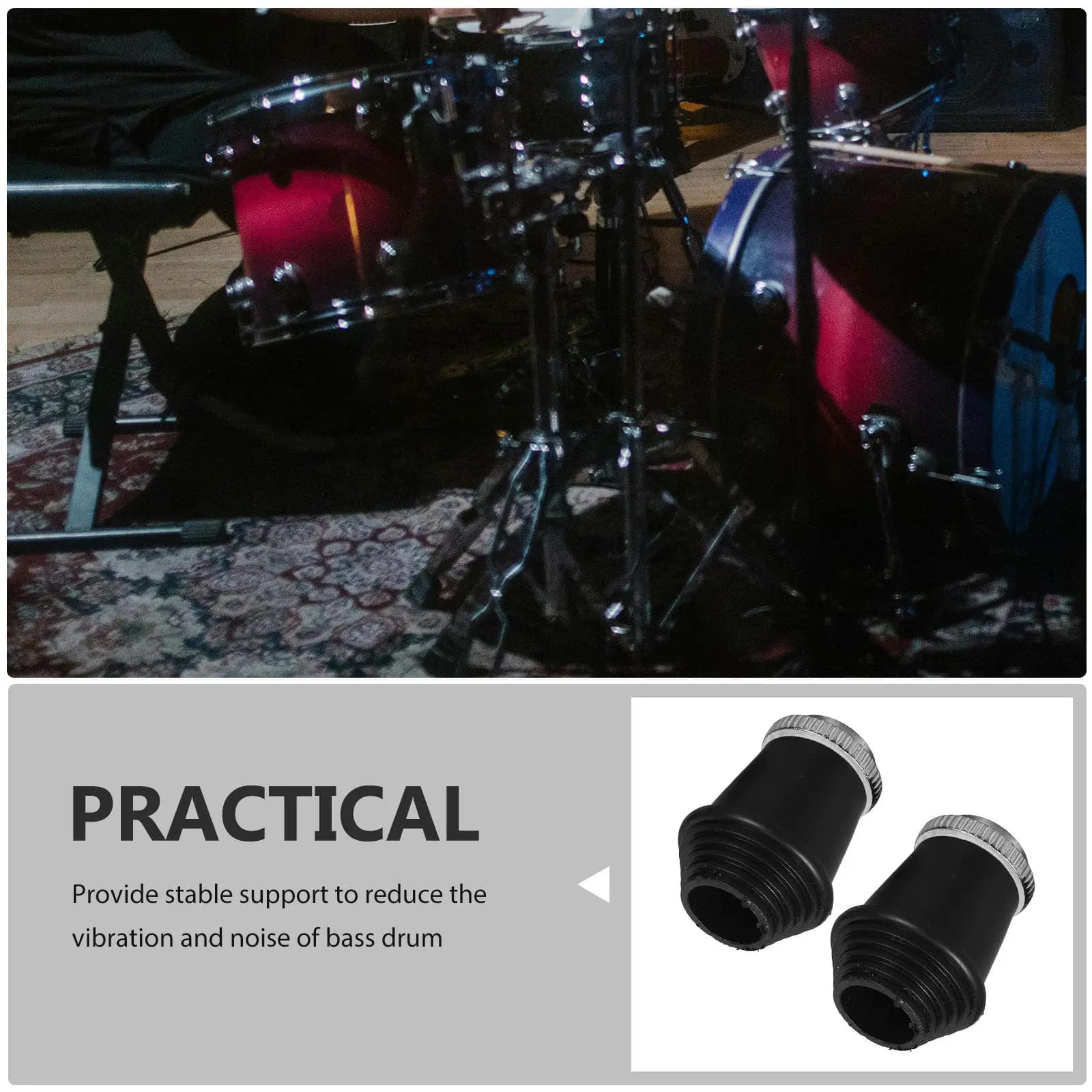 Kit di Protezione per Tamburo Basso con 2 Pezzi di Pad Mute e Supporti per Gambe