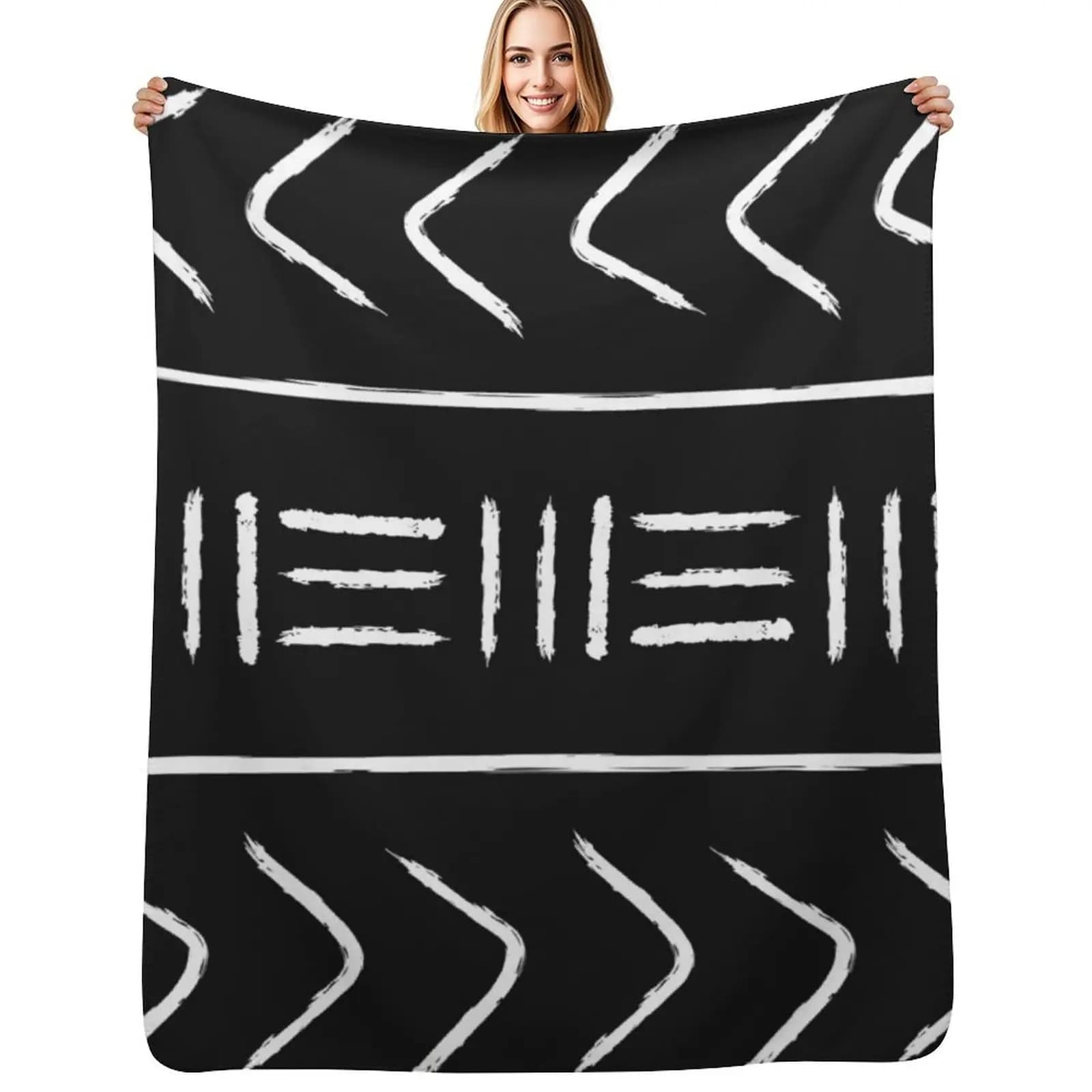 Black mudcloth - pillow version Throw Blanket Blankets For Bed Thin Camping Sofa Throw Flannels Blankets