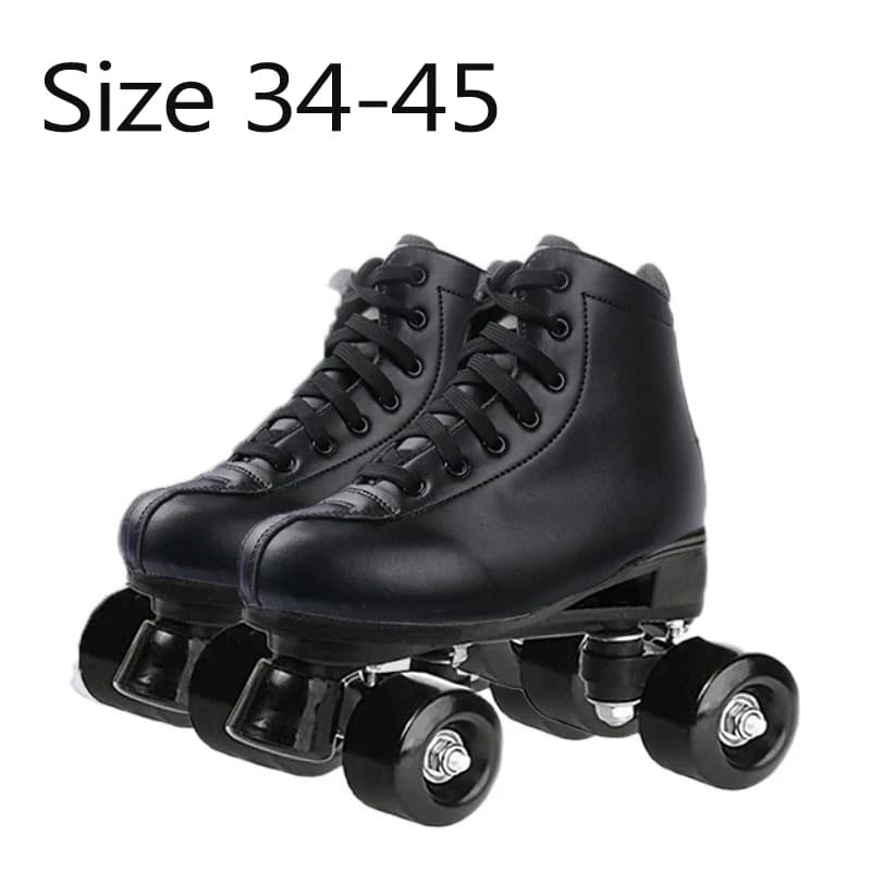 Size 34 4 wheel skate shoes Quad Sneakers Skating Pu Leather Beginners Men Women Shoes Wheel skating Shoes with Wheels