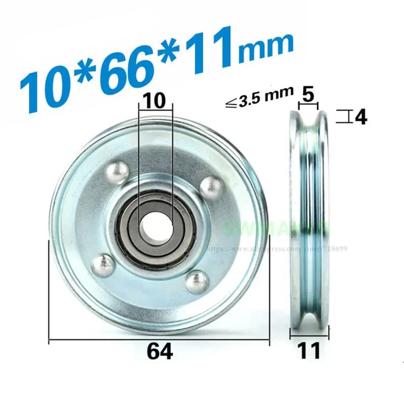 10 pezzi U 10*66*11mm 66mm 10*67*8.5mm ruota sospesa in metallo, scanalatura V slot U rullo, ruota fune metallica, stampante 3D con cuscinetto 6200