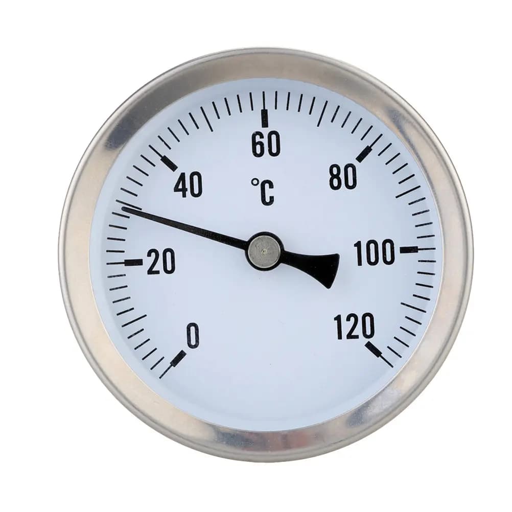 Termometro con Quadrante da 63mm, Impermeabile, Sensore di Temperatura in Metallo per Condizionatori, Serbatoi d'Olio, Liquidi Industriali