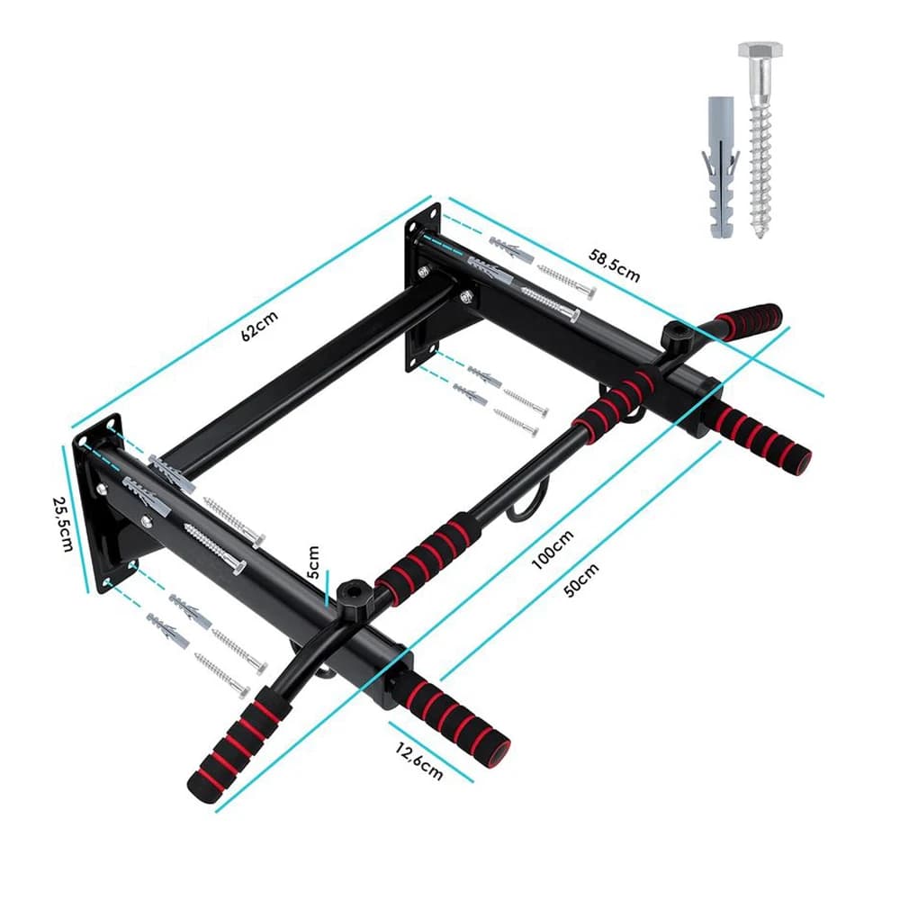4-in-1 Steel Traction Bar with Wall Lever, Anti-Slip Handles, Full Body Training, Domestic Use, Portable, Durable, Customizable