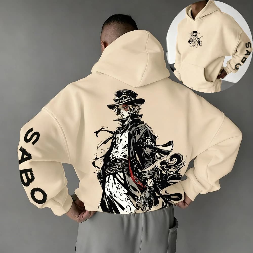 Felpa con cappuccio da uomo di un pezzo Sabo Anime giapponese Primavera Autunno e inverno Ragazzi Harajuku Abito genitore-figlio a maniche lunghe