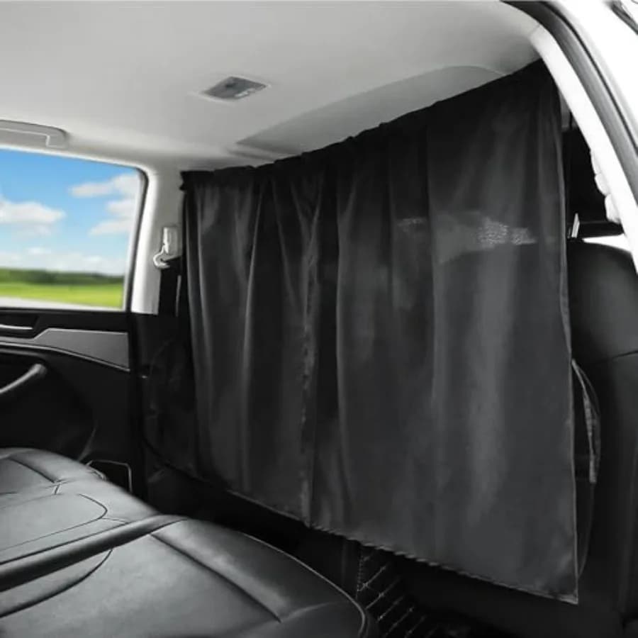 Tende Divisorie per Auto Parasole - Tenda Semplice Rimovibile per Privacy, Riposo Notturno e Campeggio in Auto, Nera
