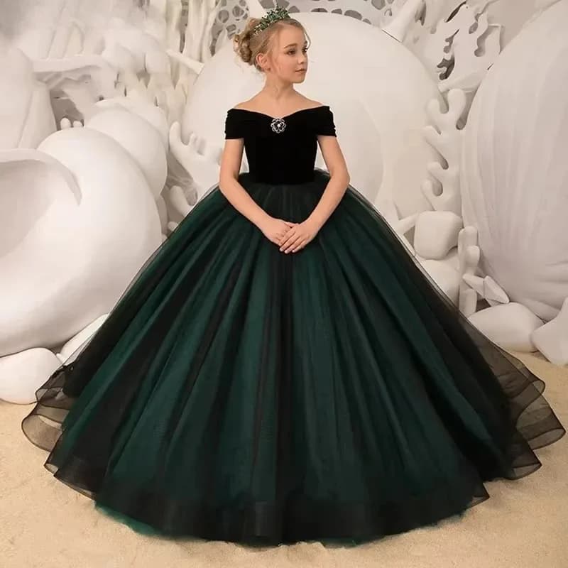 Abiti da Damigella con Spalle Scoperte per Matrimoni, Vestiti Lunghi per Feste di Compleanno, Abiti per Prima Comunione Personalizzabili