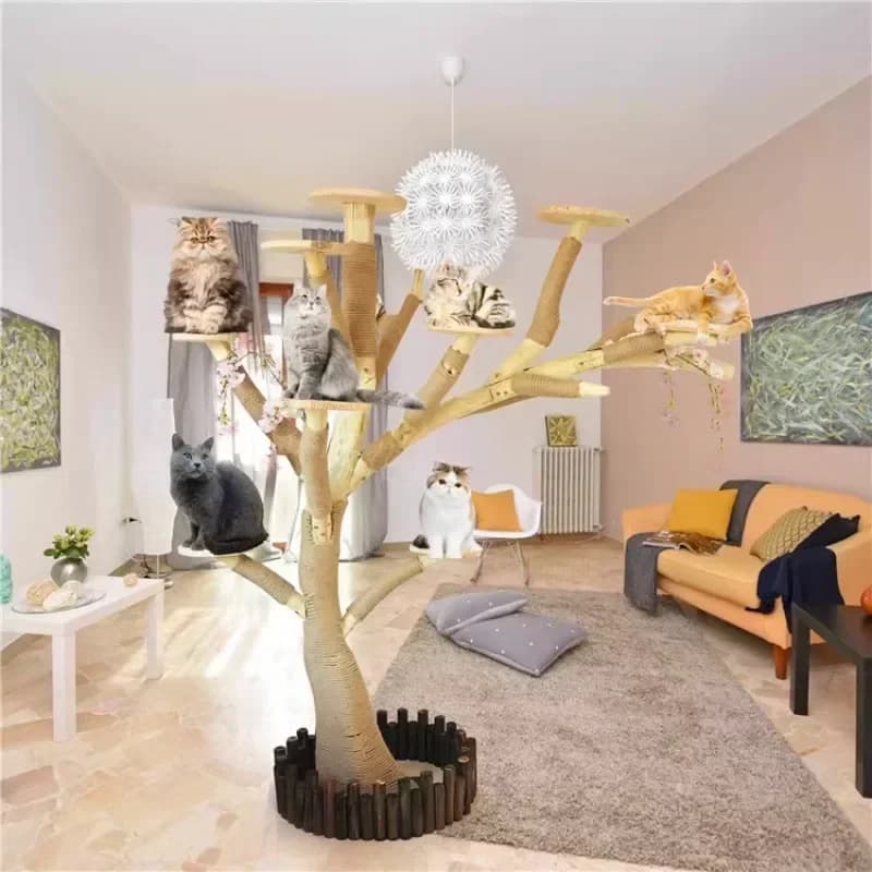 Struttura da arrampicata per gatti Piattaforma per saltare i capelli antiaderente resistente all'usura Piattaforma per graffiare animali domestici integrata Torre per albero per gatti Animale