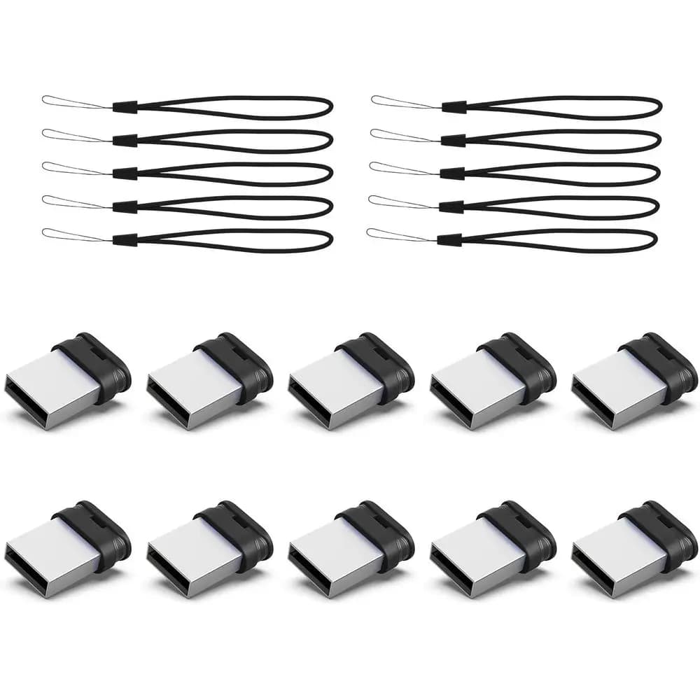 Confezione da 10 chiavette USB compatte da 32 GB con cordino per PC e laptop