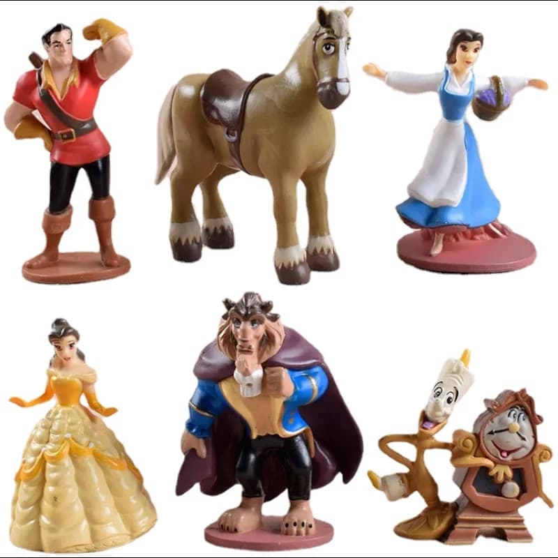 6Pcs/Set Beauty and The Beast Action Figure Anime Cartoon Kawaii Model Toys Decoration Collection Figurine Birthday Gift
