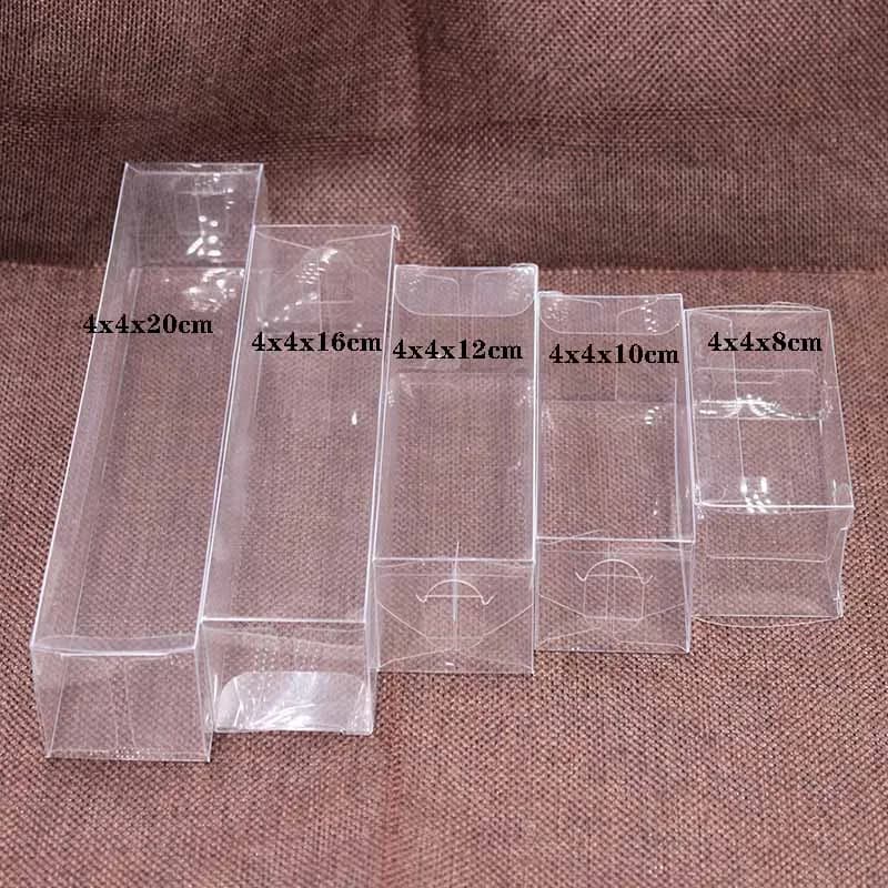 1 lotto = 10 pezzi 4x4x8/10/12/16/20 cm all'ingrosso NewClear PVC scatola di imballaggio matrimonio/Natale preferito cioccolato caramelle mela regalo evento