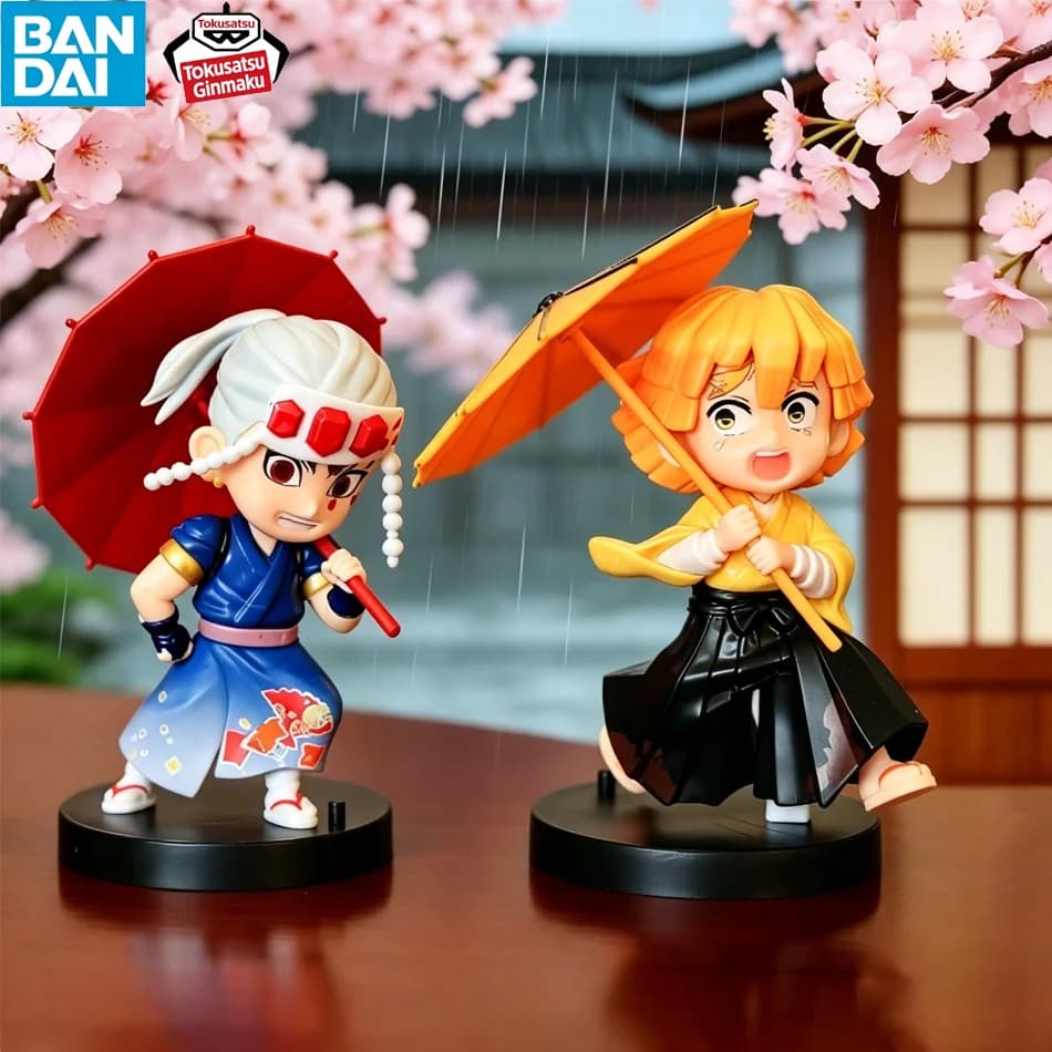 Bandai New Demon Slayer Flower Rain Series Blind Box Figure Desktop & Room Ornament Kids Birthday Gift