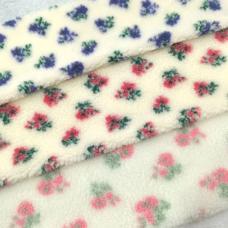 160x50cm Thick Lamb Wool Fabric with Small Floral Print for Home Textile Pillows and Photo Props Sewing Projects