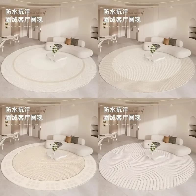Cream Style Stripe Carpets for Living Room Light Bedroom Decor Carpet Round Soft Rug Home Thick Non-slip Floor