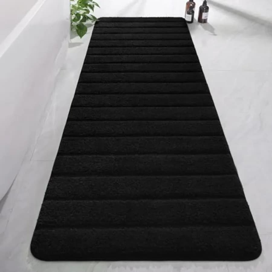 Tappeti da bagno di lusso lunghi, spessi, morbidi e assorbenti in microfibra, antiscivolo con fondo in gomma, tappeti a righe.