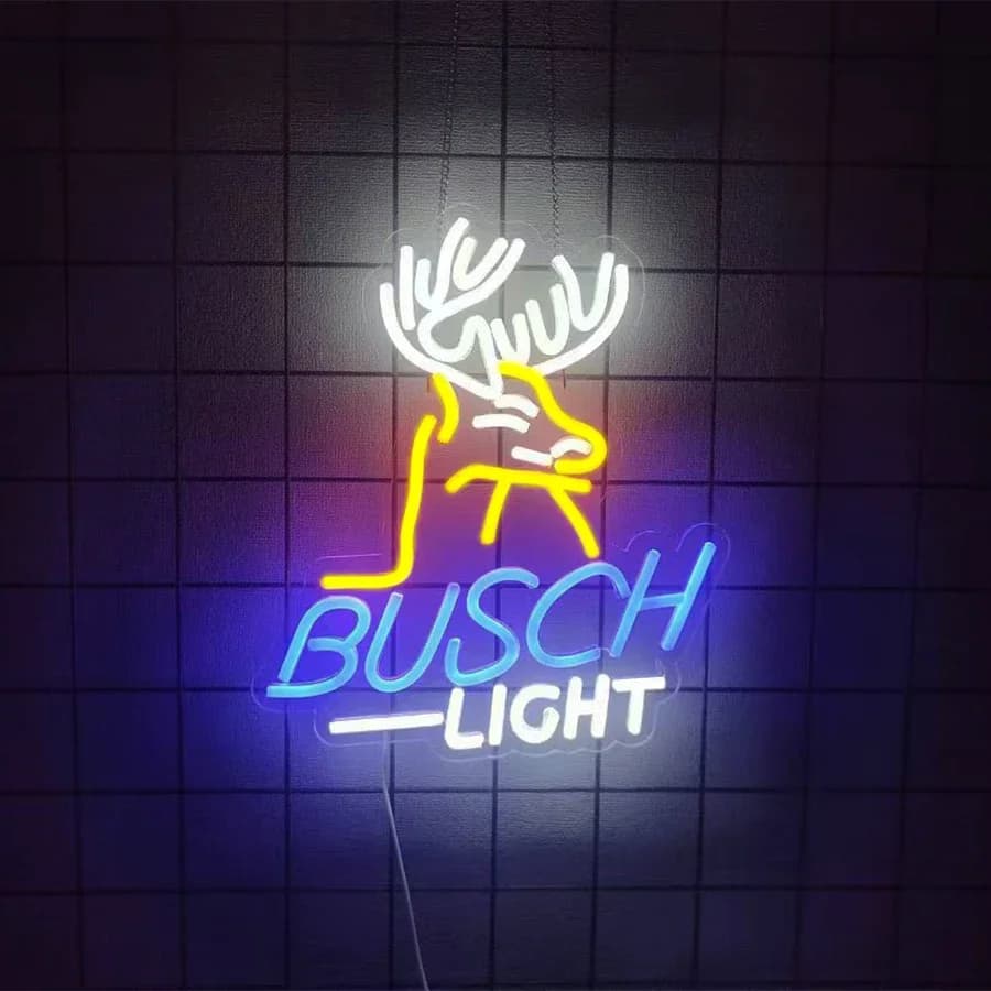 Insegna al neon a LED Busch Light, utilizzata per la decorazione della parete, il bar della birra, la grotta maschile, la decorazione del comodino, i regali di Natale.