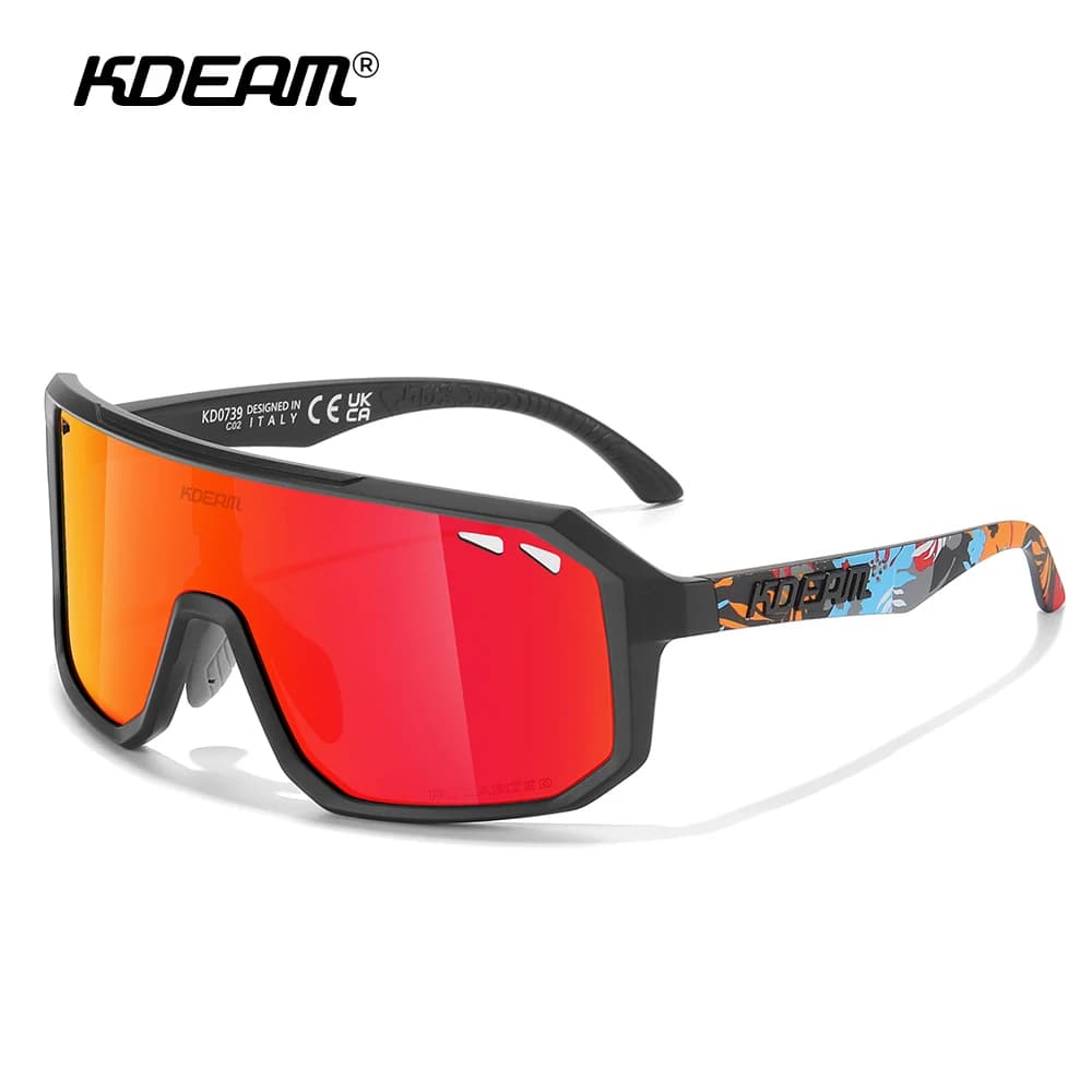 Occhiali da sole polarizzati da ciclismo KDEAM da uomo, montatura TR90, fori per la riduzione della resistenza al vento, occhiali sportivi da esterno