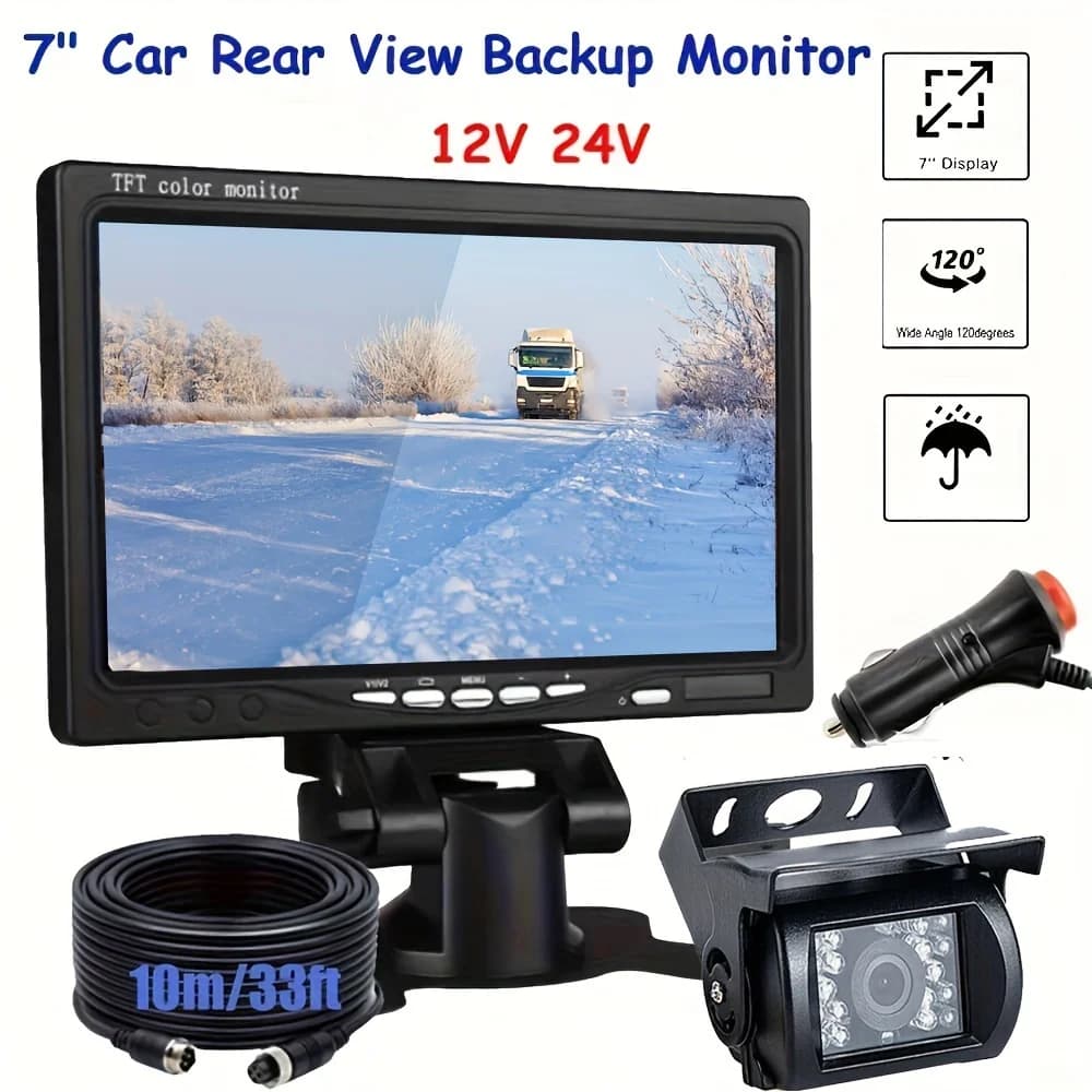 Monitor LCD TFT da 7 "4pin 18 led IR visione notturna Backup parcheggio telecamera CCD per retrovisione System12-24V per rimorchio per camion RV