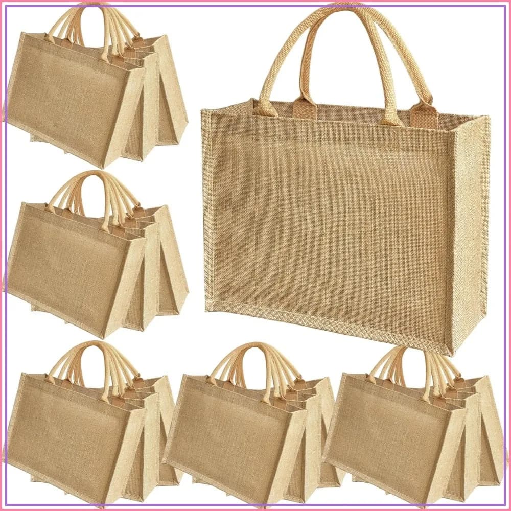 15PCS Burlap Tote Bags Jute Bridesmaid Gift Handbags 13.8x5.5x10.5 inch