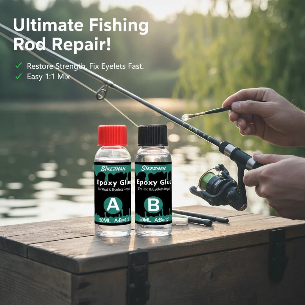 AB 1:1 Epoxy Resin for Fishing Cane Repair, Transparent Bicomponent Sticker, Ring/Guide/Punta Repair, Fast drying, Levigable, Water Resistant
