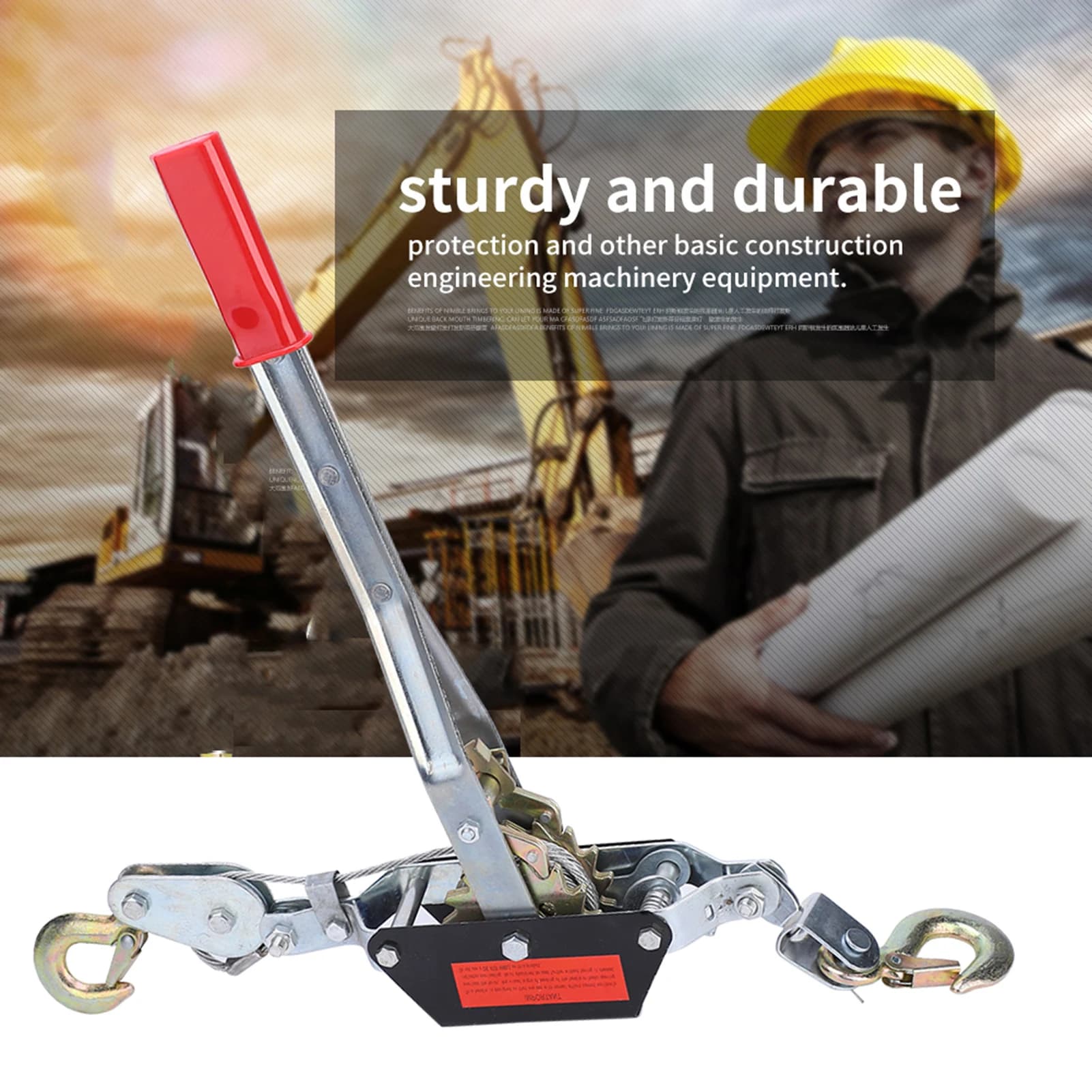 2T Wire Power Extractor Manual Power Extractor for Wire Rope Clamping Tool Mini Tensioner Double Hook Lifting Tool Power Extractor for Heavy Loads