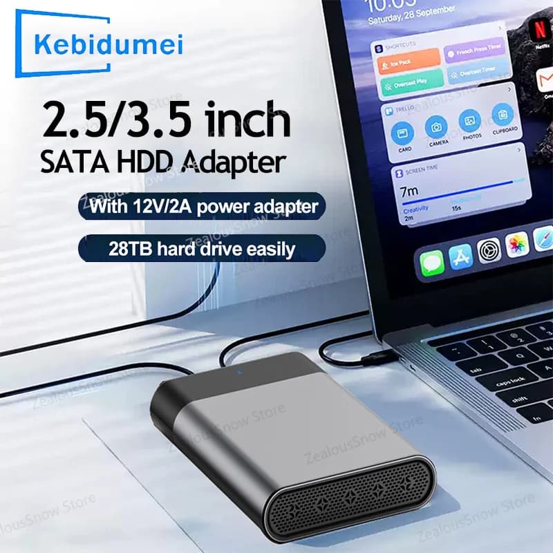 Custodia per HDD Adattatore da SATA a USB 3.1 da 3,5 '' 2,5'' Ventola incorporata Custodia per disco rigido esterno Custodia per HDD da 12 TB in lega di alluminio