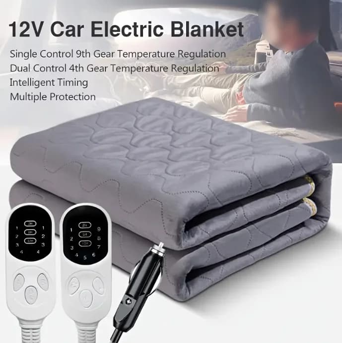 Morbida coperta elettrica da 12 V - Materasso riscaldato in peluche spesso con temperatura regolabile per camper, SUV e auto, accessori per dormire
