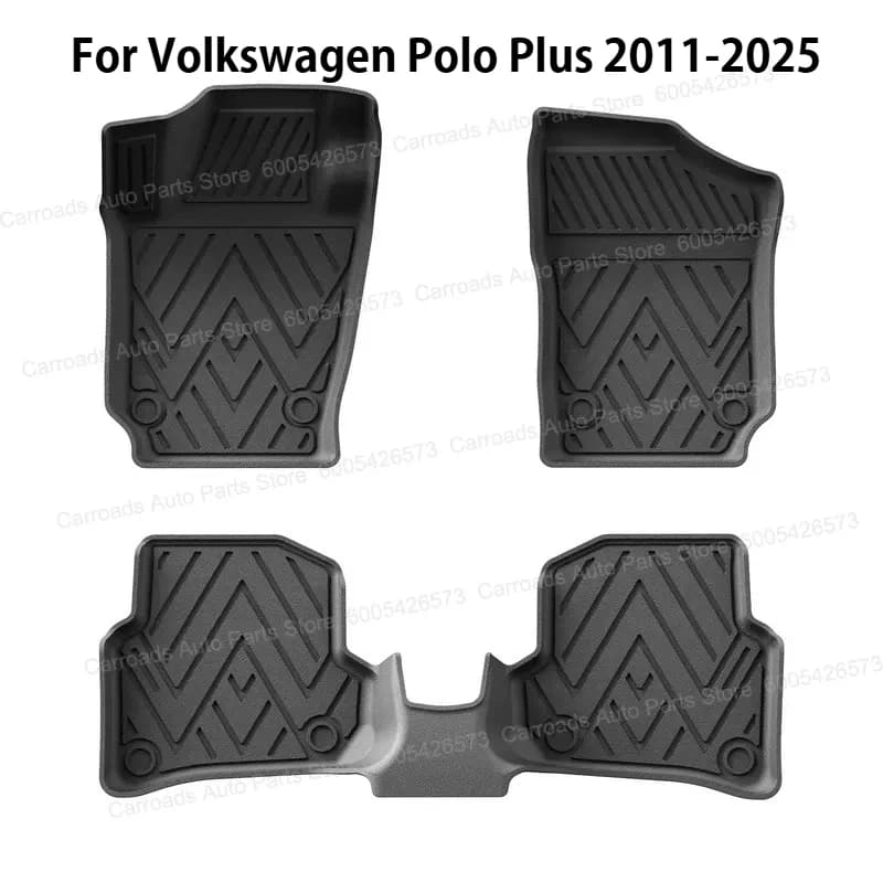 (LHD)For Volkswagen Polo Plus 2011-2025 Floor Mats All Weather TPE Car Mats Double Layer Wear Resistant Auto Carpet Liners