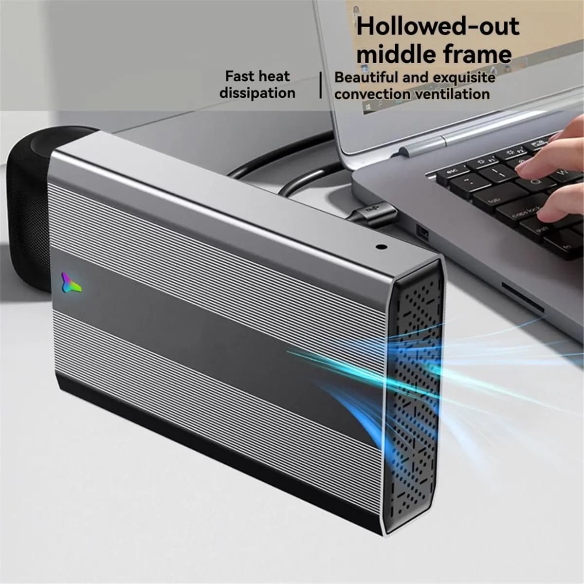 Case per HDD da 3,5 Pollici, Adattatore SATA a USB 3.1 Tipo C, Enclosure Esterno per Hard Disk da 2,5 e 3,5 Pollici SSD