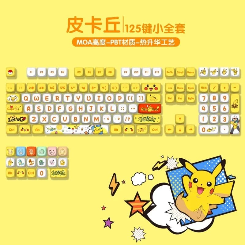 Keycap PBT Pikachu Anime Japanese Sublimation OME CHERRY Profile Cherry Set Complete Mechanic Keyboard Collection Gifts for Festival
