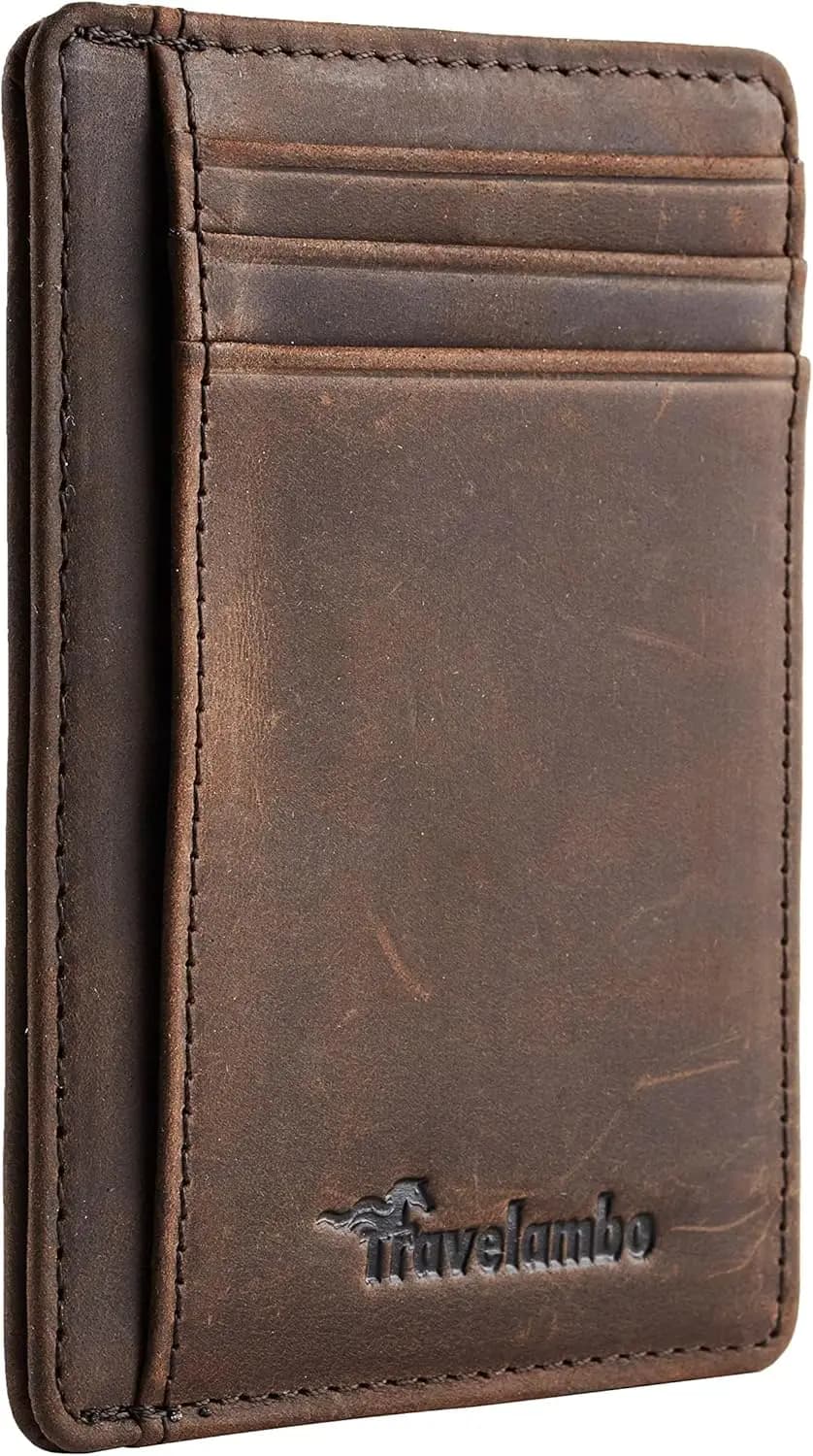 Slim front pocket wallet made of minimalist leather with RFID protection and medium capacity