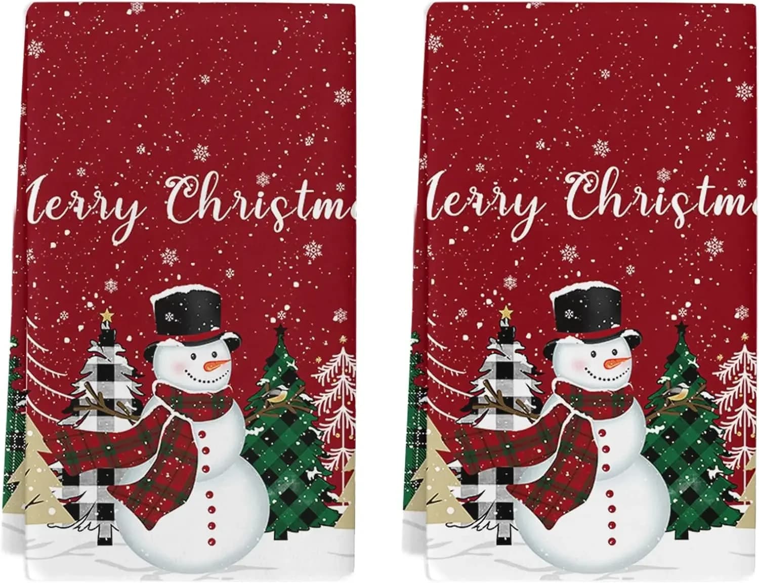 Christmas Snowman Snowflake Kitchen Dish Tea Towels Cleaning Supplies Quick Drying Bar Hand Dishcloths Christmas Decorations