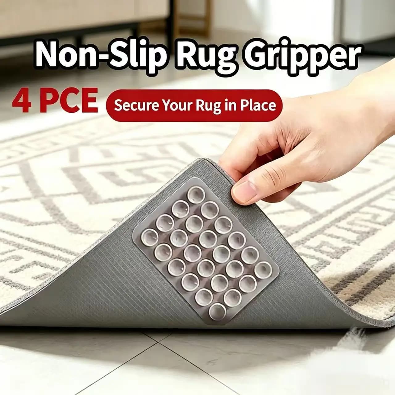 Indoor Floor Mat with Anti-Slip Suction Cup Holder Yoga Carpet for Living Room Kitchen Bathroom Non-Slip Climbing Mat with Fixed