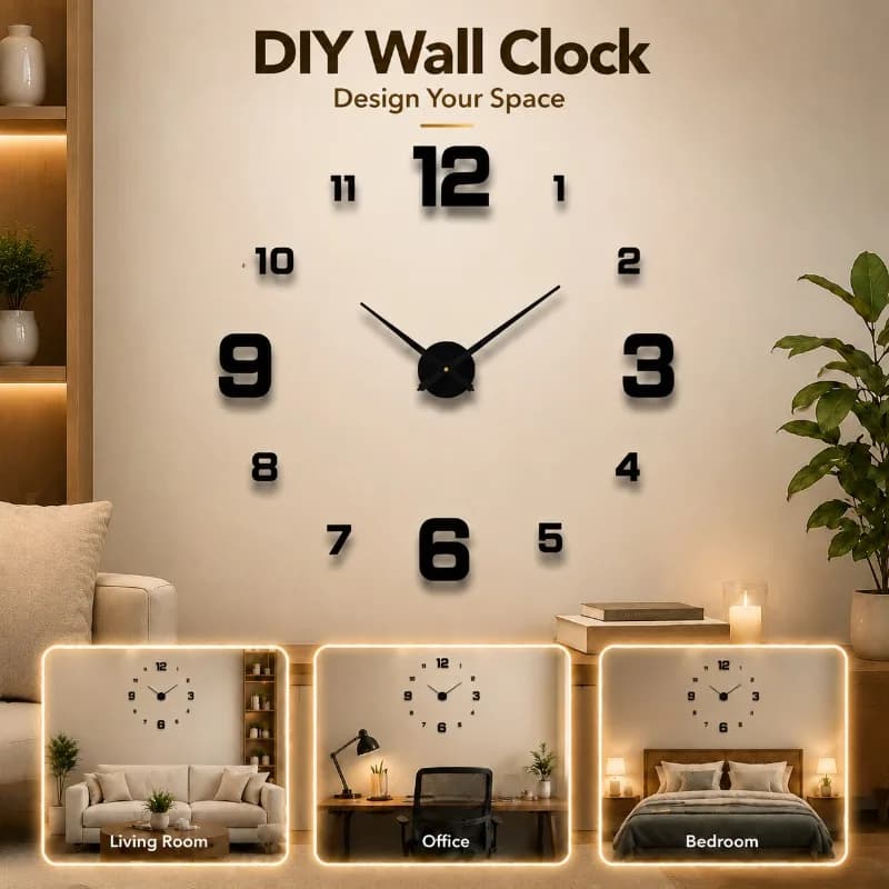 Creative Minimalist Acrylic Wall Clock Luminous Numeral Sticker Silent Timepiece DIY Art Decoration Quiet Hanging Watch