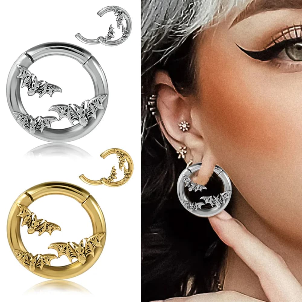 1 pcs stainless steel bat magnet ear lobes ear weights ear hooks for elongated ears caliber ear plugs tunnel Piercing jewelry