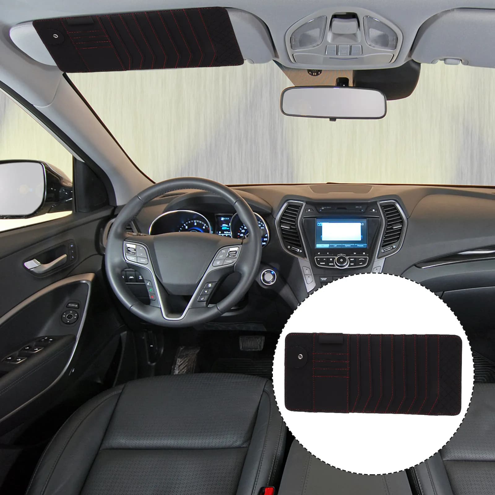 Car Sun Visor Storage Case Organizer for Vehicle Documents Travel Items Sunglasses Driving License Cards Auto Sun Visor