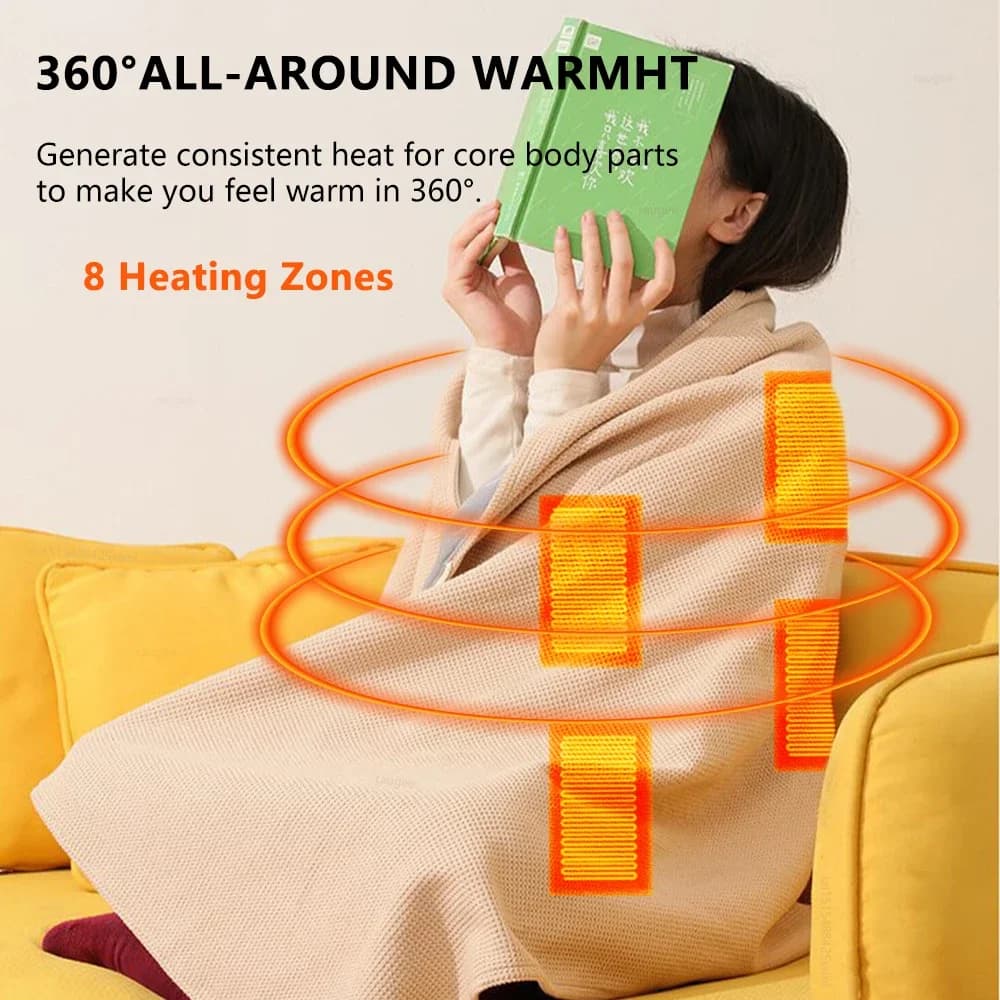 USB Wearable Electric Heated Blanket 3 Heating Levels Portable Heating Shawl Washable Fast Warm For Shoulder Home Office Travel