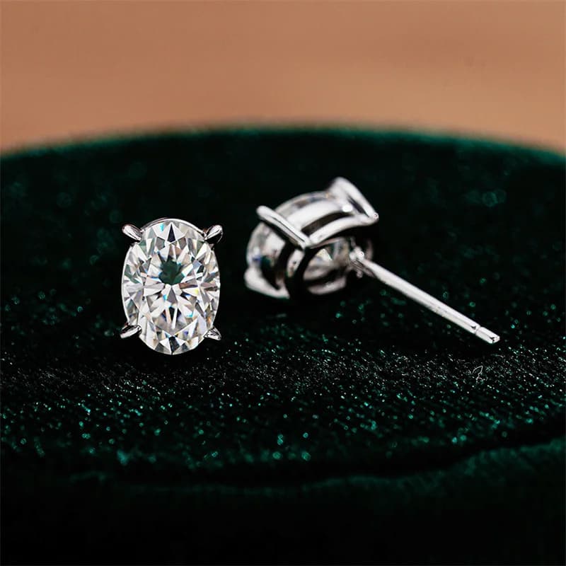 Orecchini a bottone con moissanite e zirconi cubici taglio ovale 5x7mm Orecchini a bottone in argento S925 certificato GRA per le donne Regalo di nozze Gioielleria raffinata