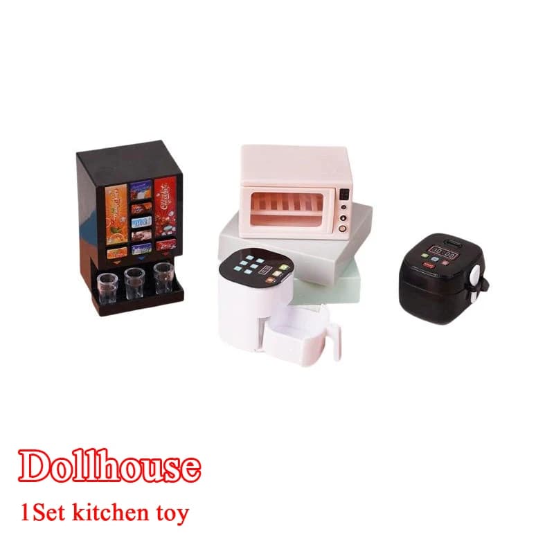 Miniature models 1/12 for Doll House: Air Fryer, Beverage Distributor, Oven, Cooking, Vegetables