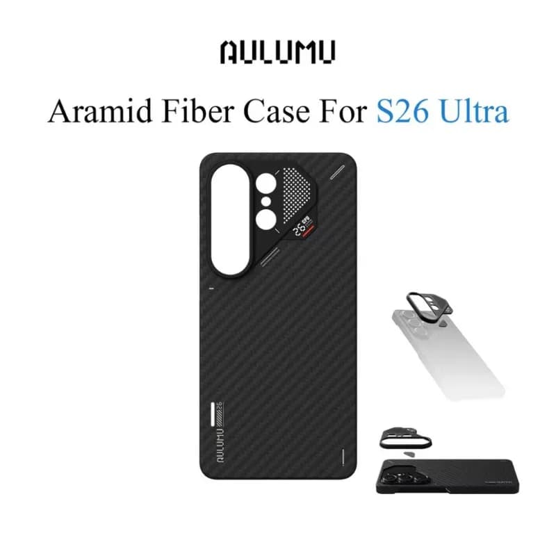 AULUMU S26 Ultra Custodia in TPU con Fibra di Carbonio per Samsung Galaxy S26 Ultra, Cover Leggera in Fibra Aramidica Intrecciata con MagSafe Magnetico