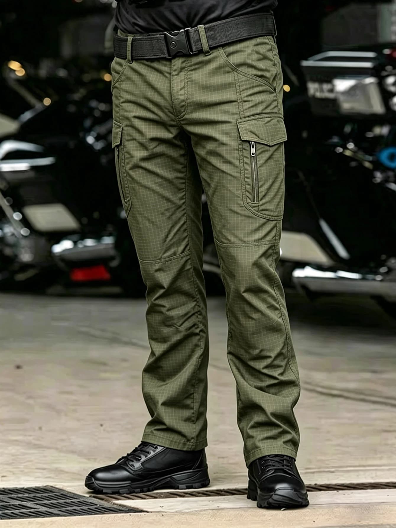 Men's Flex Tactical Pants, Lightweight Ripstop Tactical Cargo Pants, Outdoor Commuting and Training Pants, Abrasion-Resistant, Water Resistant Cargo Pants, Work Pants Multi Pockets Hiking Outdoor Casual Pants, Durable Trousers, (No Belt, Army Green)