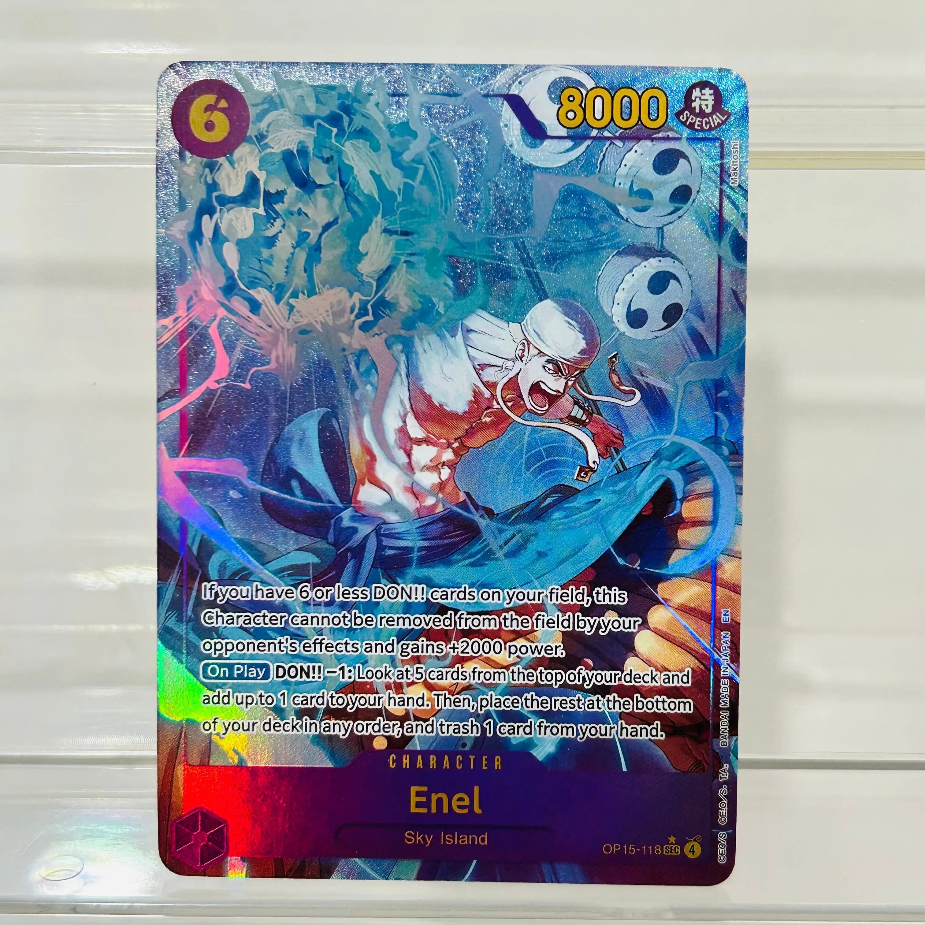One Piece Enel OP15-118 SEC Card English Version Holographic Texture Perfect Condition DIY Premium Anime Collection Card