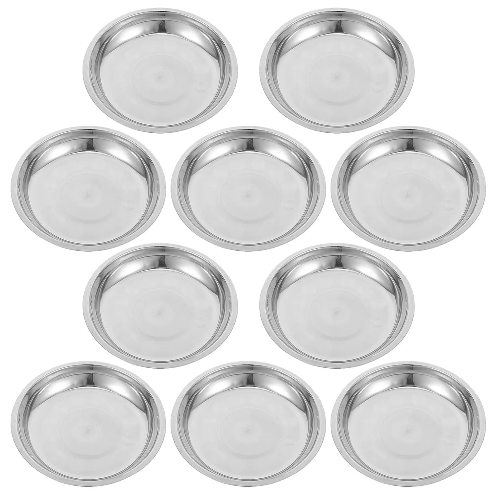 Set di 10 Ciotole Piatte in Acciaio Inox per Gatti, Ciotole per Cuccioli, Ciotole per Acqua e Cibo per Cani, per Piccoli Animali Domestici