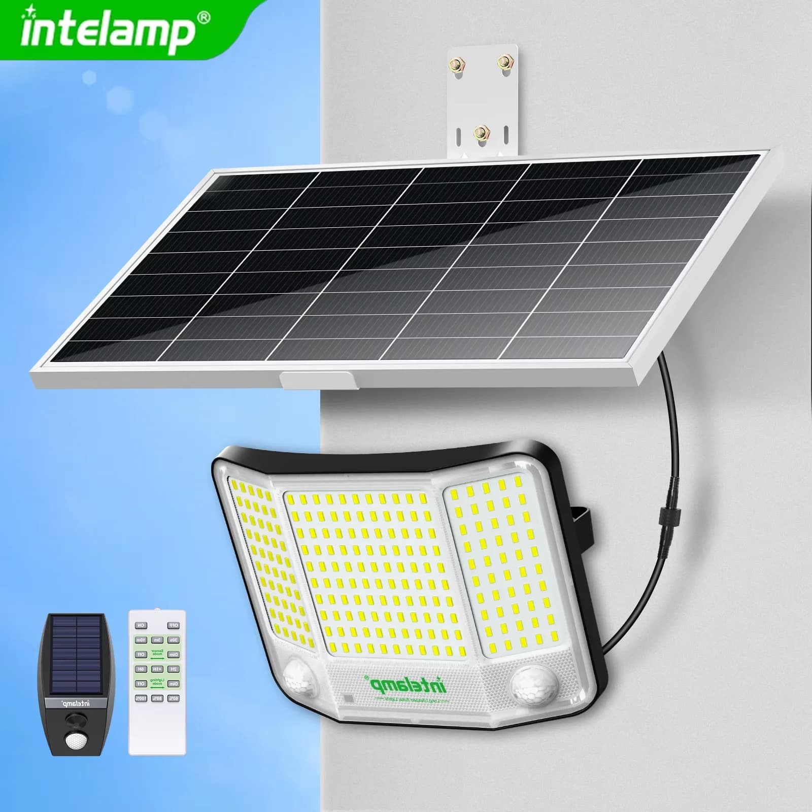 Luci solari ad alta luminosità Modalità esterne Sensore di movimento Lampada da parete super luminosa Lampione stradale impermeabile per garage da giardino