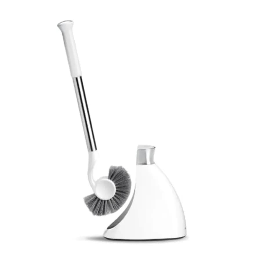 Spazzola per WC con supporto in acciaio inox bianco