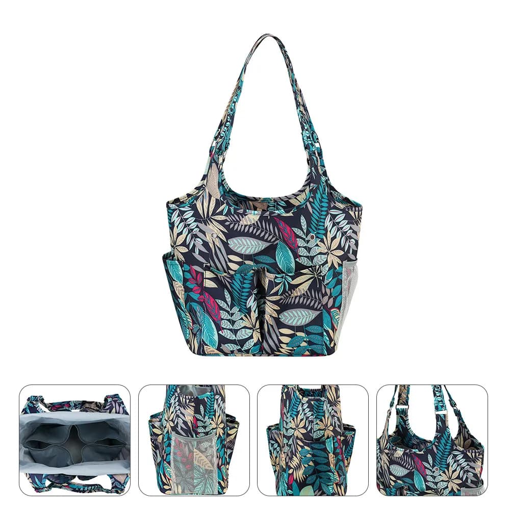 Borsa Organizer per Filati in Tessuto Oxford 600D, Contenitore per Lana, Uncinetto, Ferri da Maglia, Portatile con Tracolla Rinforzata e Tasche Multiple