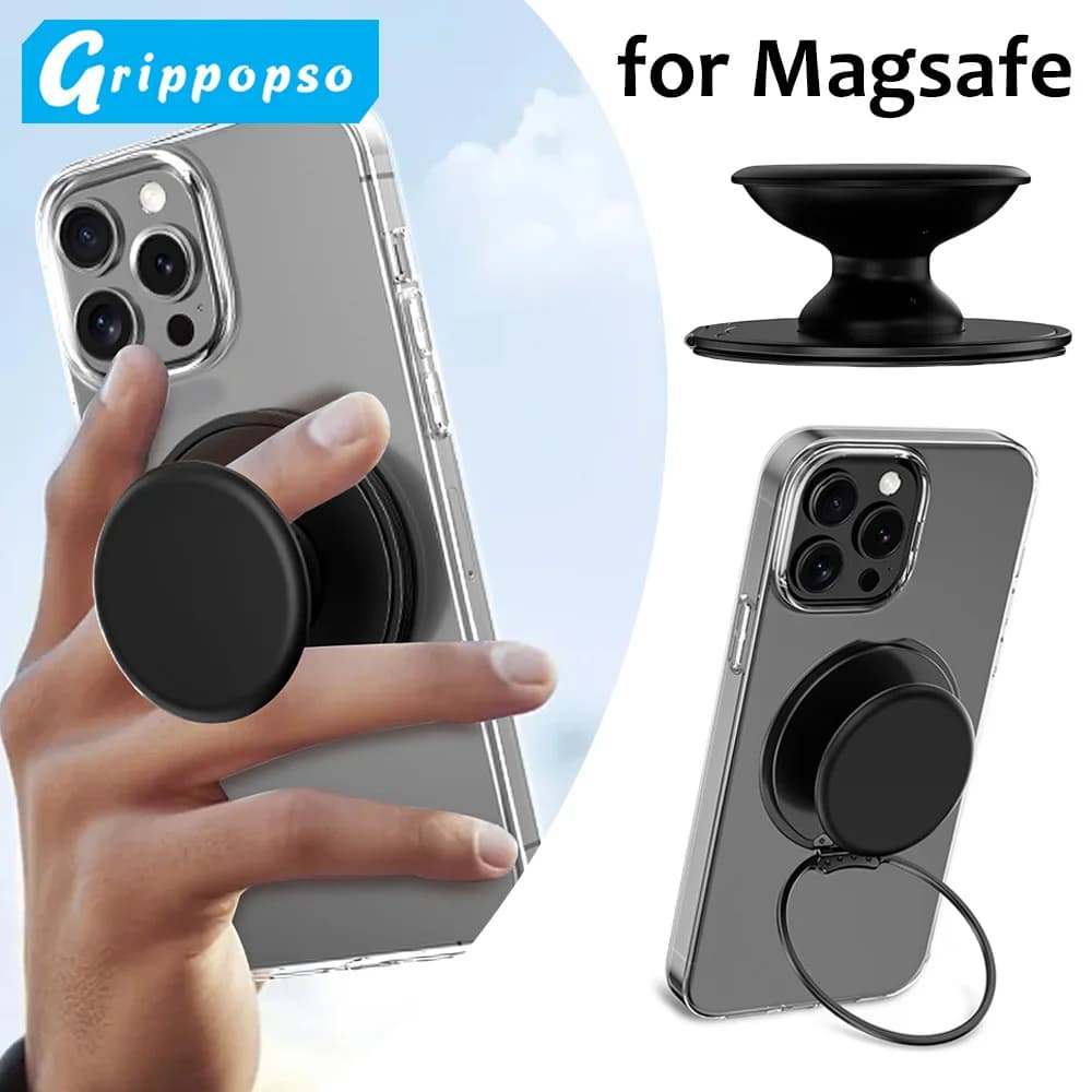 Grippopso Supporto per dito per telefono cellulare Presa magnetica per telefono cellulare Supporto per impugnatura Anello per dito Supporto per telefono universale con rotazione del cavalletto