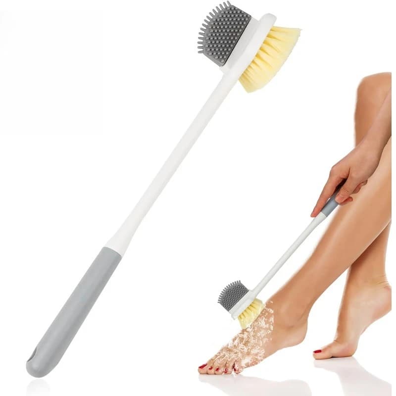 Spazzola per la pulizia dei piedi, spazzola in silicone con manico lungo, spazzola per la pulizia delle fessure tra i dita dei piedi