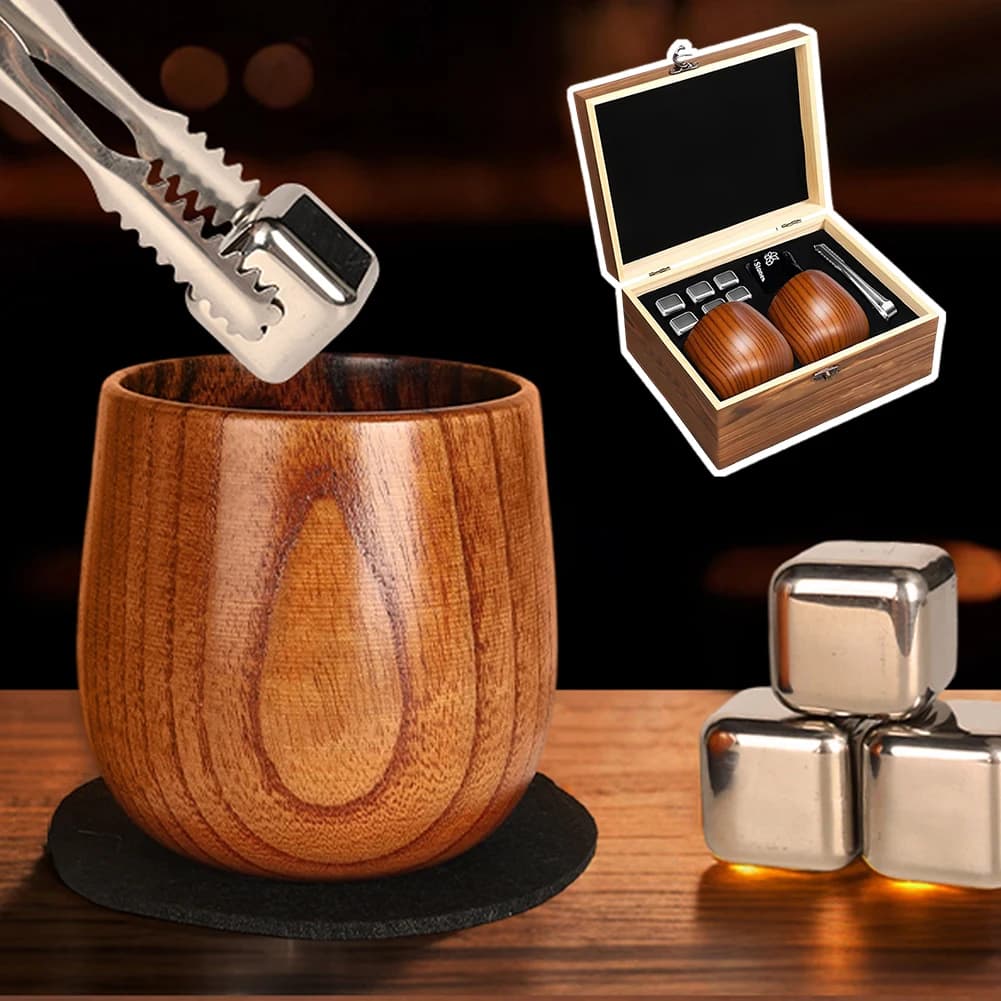 Bicchieri Old Fashioned con Base in Legno, Artigianali Unici con Texture Legno Bruciato, Ideali per Degustazione