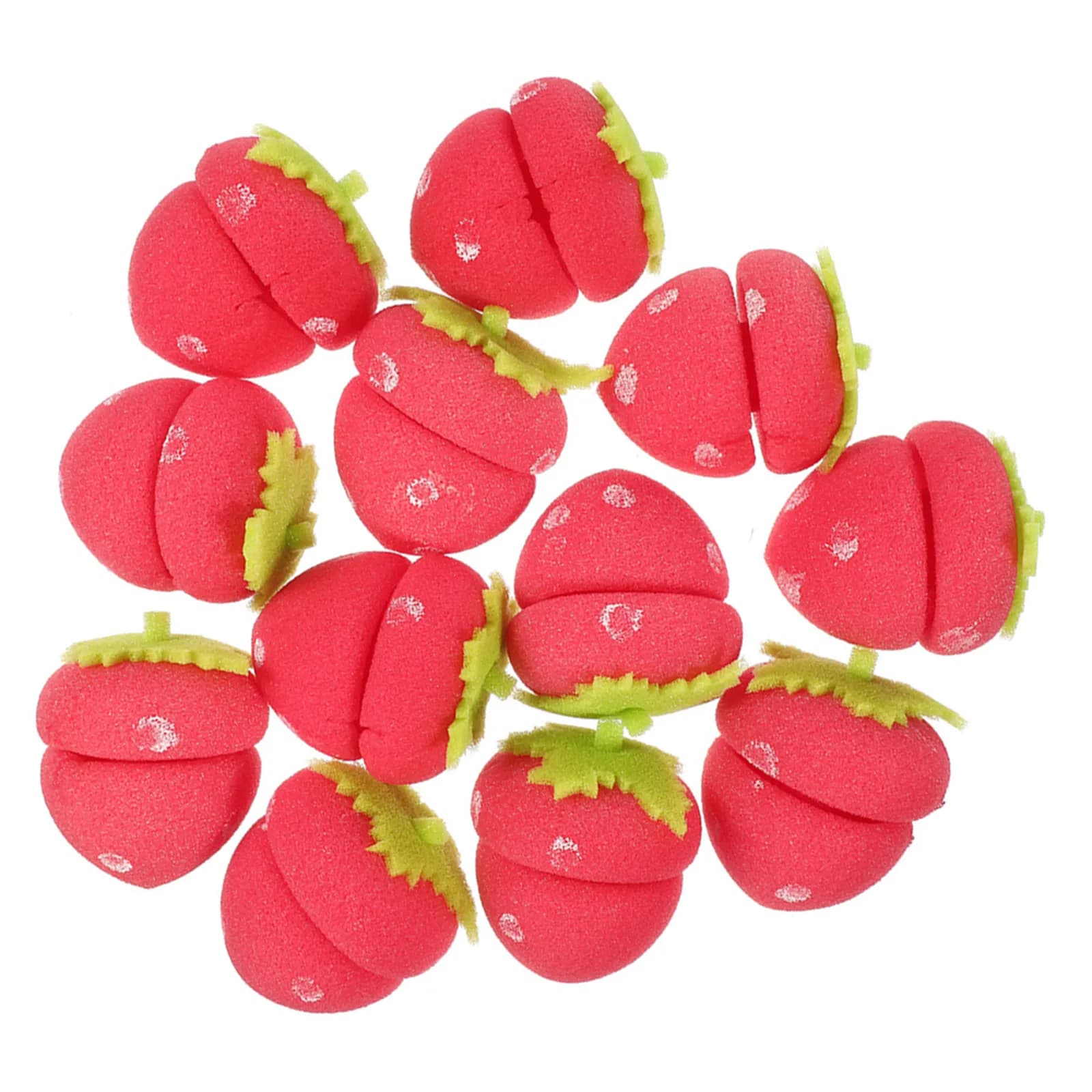30 Pezzi Bigodini Morbidi in Spugna a Forma di Fragola, Alternativa Senza Calore per Ricci Duraturi, Utilizzo Notturno Delicato per Donne