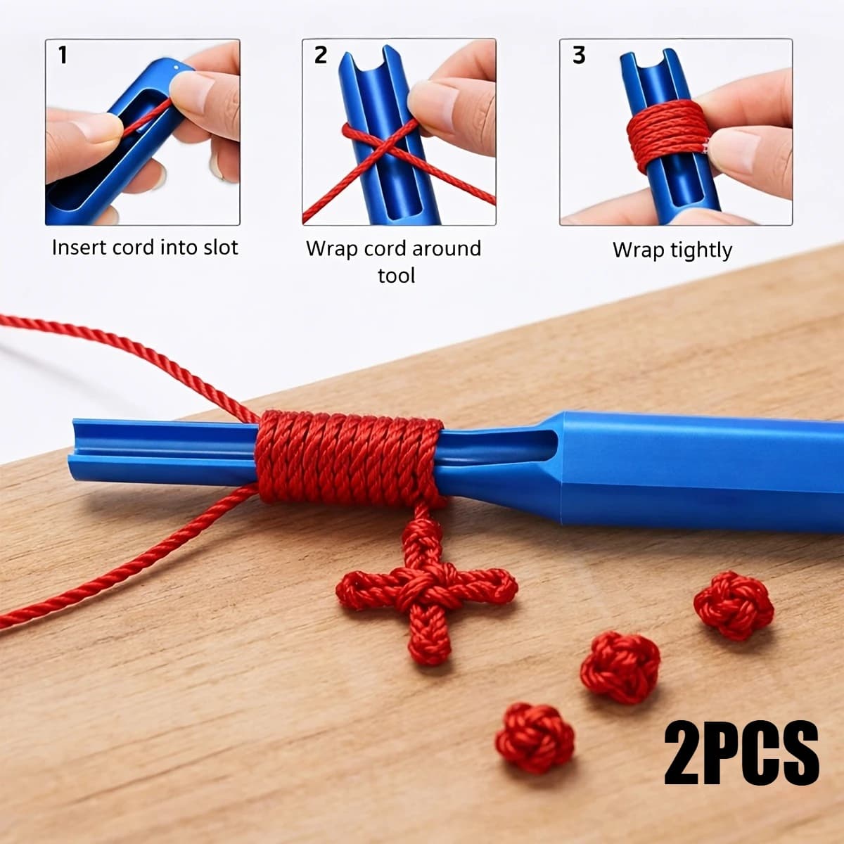 2Pcs Conical Plastic Quick Knotting Aids, Smooth Threading Line Tools, Reusable Rope Weaving Knot Helper for Beginners